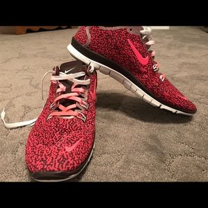 Pink Printed Nike Frees - never worn